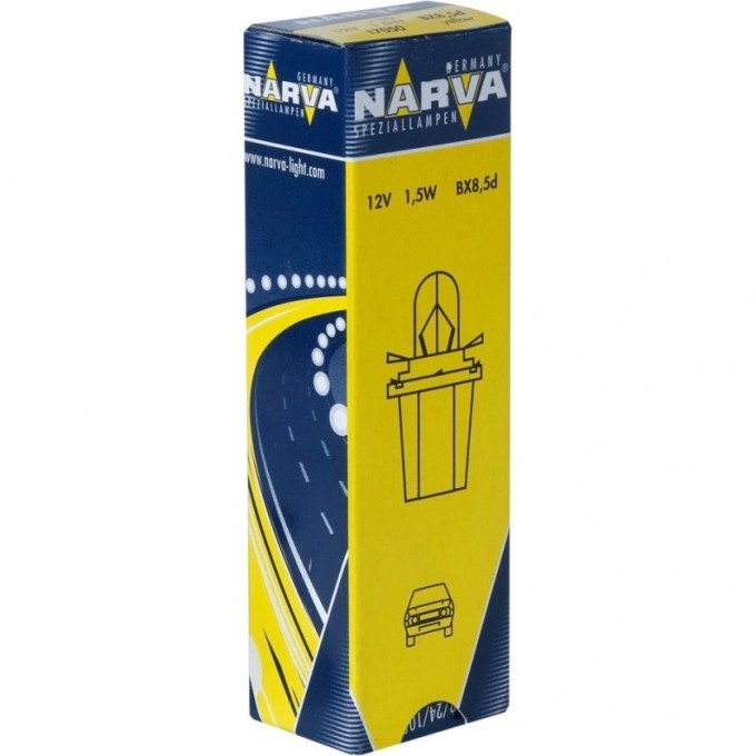 Лампа NARVA BAX 12V 1.5W BX8.5d min10 yellow 84206038