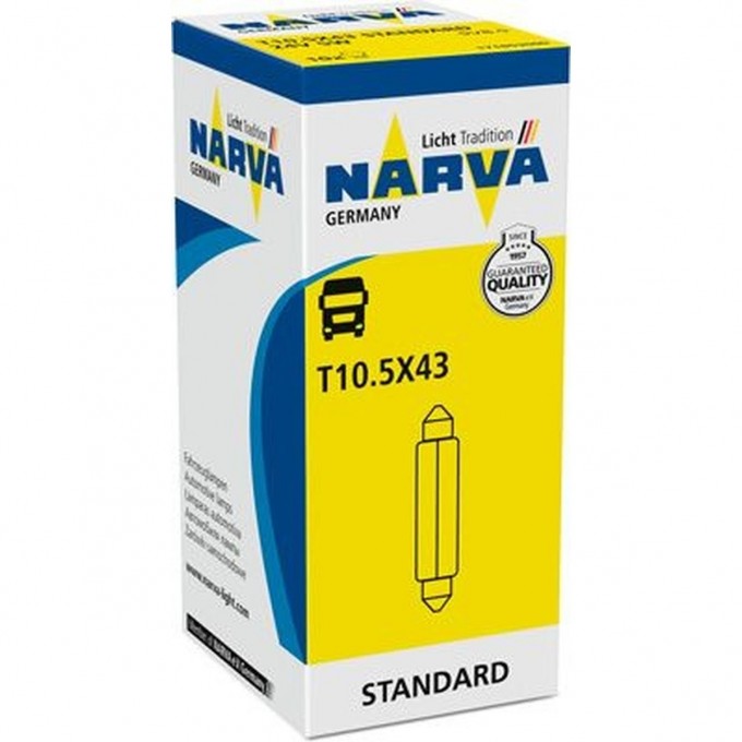 Лампа NARVA FESTOON LAMPS 24V C5W 5W SV8.5 43мм двухцокольная 78695536