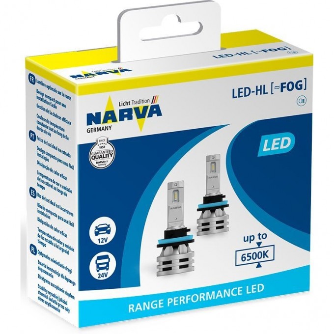 Лампа NARVA RANGE PERFORMANCE LED FOG 12V/24V 24W 6500К 2 шт. 117421142