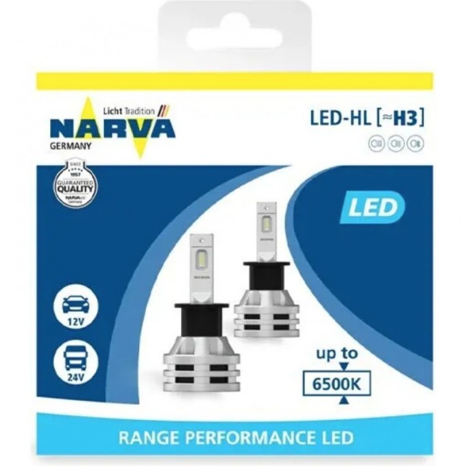 Лампа NARVA RANGE PERFORMANCE LED H3 RPL2 12В-24В 6500К X2 82506956