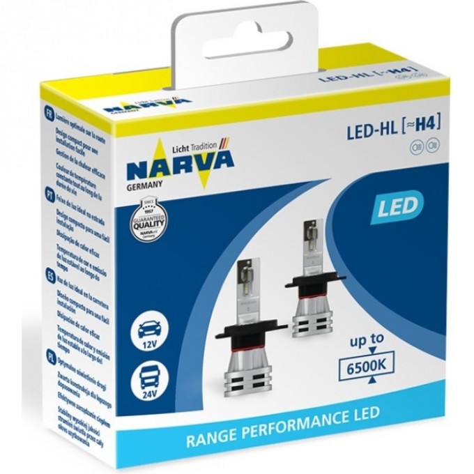 Лампа NARVA RANGE PERFORMANCE LED H4 6500K 2 шт. 82886317