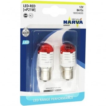 Лампа NARVA RANGE PERFORMANCE LED N P21W 2.8W red 2шт.