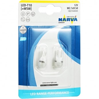 Лампа NARVA RANGE PERFORMANCE LED W5W T10 6500K 2шт.