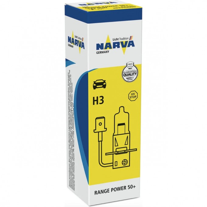 Лампа NARVA RANGE POWER 50+ H3 12V 55W PK22s NVA C1 82277150