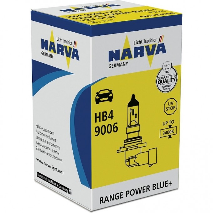 Лампа NARVA RANGE POWER BLUE+ HB4 12V 51W P22d 47386686